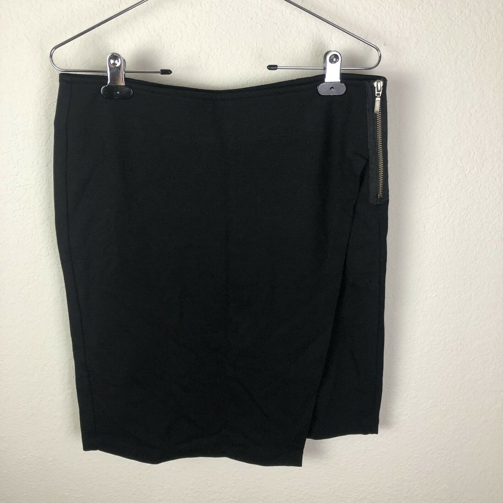 CAbi 998 Women‎ Charcoal Faux Wrap Skirt sz 6 NWT Black Zipper